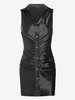 ZAFUL Button Up Ruched Silky Tank Mini Dress M Black