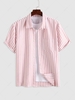 ZAFUL Button Up Short Sleeve Vertical Stripe Shirt L Red