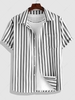 ZAFUL Button Up Short Sleeve Vertical Stripe Shirt Xl Gray