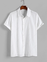 ZAFUL Button Up Solid Color Shirt Xl White