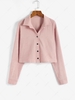 ZAFUL Button Up Solid Corduroy Shirt S Light pink
