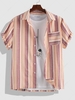 ZAFUL Button Up Stripe Print Short Sleeve Shirt Xl Pink rose