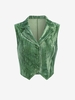 ZAFUL Button Up Textured Velvet Lapel Vest L Green