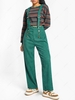 ZAFUL Buttoned Corduroy Suspender Pants L Deep green