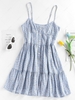 ZAFUL Buttons Tiny Flower Print Mini Dress L Blue