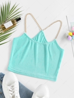 ZAFUL Chain Jersey Crop Cami Top L Light blue