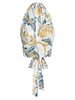 ZAFUL Chain Print Bowknot Tie Plunge Front Tank Top M White