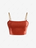 ZAFUL Chain Strap Velour Crop Tank Top L Coffee