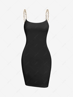 ZAFUL Chain Straps Mini Slinky Dress Xl Black