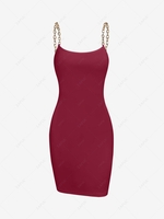 ZAFUL Chain Straps Mini Slinky Dress Xl Deep red