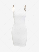 ZAFUL Chain Straps Mini Slinky Dress Xl White