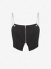 ZAFUL Chain Straps Zip Front Slit Crop Tank Top Xl Black