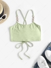 ZAFUL Chains Detail Lace Up Crop Top S Light green