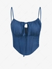 ZAFUL Chambray Cut Out Corset Camisole S Deep blue