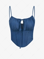 ZAFUL Chambray Cut Out Corset Camisole S Deep blue