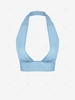 ZAFUL Chambray Halter Plunge Front Bralette Top M Light blue