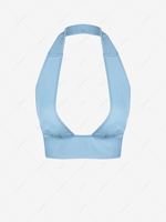 ZAFUL Chambray Halter Plunge Front Bralette Top M Light blue