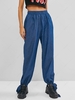 ZAFUL Chambray Knotted Hem Loose Pants Xl Light blue