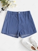 ZAFUL Chambray Sunflower Pocket Zip Fly Shorts S Light blue