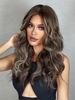 zaful Charming Brown Highlight Long Wavy Middle Part Bangs Synthetic Wig