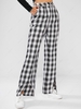 ZAFUL Checked Split Hem Straight Pants M Black