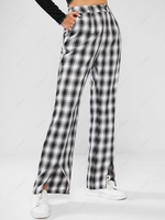 ZAFUL Checked Split Hem Straight Pants Xl Black