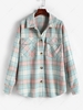 ZAFUL Checked Wool Blend Shacket Xl Blue