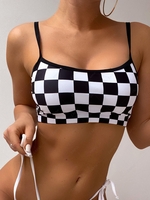 ZAFUL Checkerboard Plaid Cami Bikini Top L Black