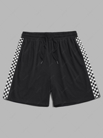 ZAFUL Checkerboard Print Drawstring Sweat Shorts Xxl Black
