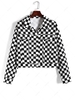 ZAFUL Checkerboard Print Flap Detail Drop Shoulder Jacket S Black
