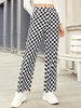 ZAFUL Checkerboard Print Pocket Wide Leg Pants M Black