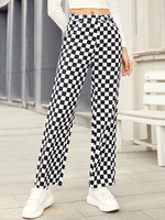 ZAFUL Checkerboard Print Pocket Wide Leg Pants Xl Black