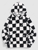 ZAFUL Checkered Pattern Fluffy Hoodie Xxl Black