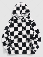 ZAFUL Checkered Pattern Fluffy Hoodie Xxl Black