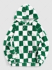 ZAFUL Checkered Pattern Fluffy Hoodie Xxl Deep green