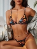 ZAFUL Cheeky Flame Print High Cut String Bikini Swimwear S Black