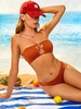 ZAFUL Cheeky Halter Textured Ladder Cutout Bikini Swimwear L Coffee