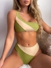 ZAFUL Cheeky One Shoulder Two Tone Bikini Swimwear L Light green