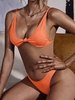 ZAFUL Cheeky Ribbed Knot Bikini Swimsuit M Dark orange