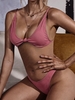 ZAFUL Cheeky Ribbed Knot Bikini Swimsuit M Pale violet red