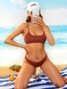 ZAFUL Cheeky Ribbed Zip Up Bikini Bottom L Coffee