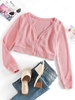ZAFUL Chenille V Neck Cropped Cardigan L Light pink