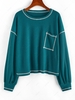 ZAFUL Chest Pocket Topstitching Drop Shoulder Knit Tee M Deep green