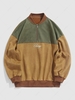 ZAFUL Chicago Embroidery Colorblock Suede Baseball Sweatshirt S Coffee