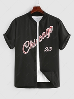 ZAFUL Chicago Graphic Short Sleeve Baseball Shirt Xxl Black