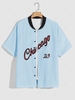 ZAFUL Chicago Graphic Short Sleeve Baseball Shirt Xxl Light blue