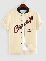 ZAFUL Chicago Graphic Short Sleeve Baseball Shirt Xxl Light coffee