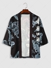 ZAFUL Chinese Character and Dragon Print Graphic Kimono Xxl Black