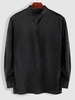 ZAFUL Chinese Style Solid Color Mandarin Collar Long Sleeves Shirt Xxl Black