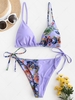 ZAFUL Chinoiserie Dragon Print Tanga String Bikini Swimwear M Light purple